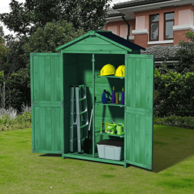 Ironwood Sentinel Outdoor Tool Shed – 35.6"L x 18.1"W x 66.15"H (Color: Green)
