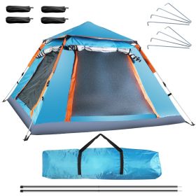 4–5 Person Waterproof Camping Tent With Dual Mesh Windows & Carry Bag (Color: Blue)