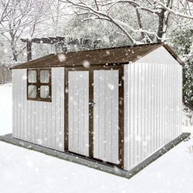 Garden Sheds Including Window White With Brown Trim (Color: White)