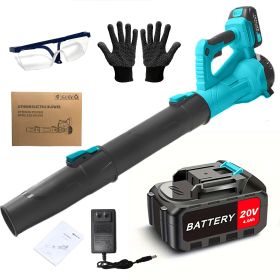 Cordless Leaf Blower Handheld with 4.0Ah Battery & Fast Charger (Color: Blue)