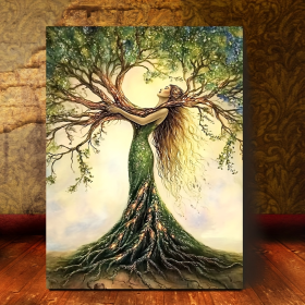 Tree of Life Goddess – Framed Canvas Art (Option: 16x12inch)