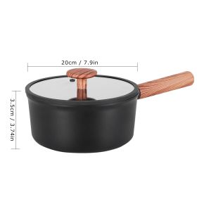 Aluminum Mini Pots With Detachable Handles And Glass Lids (Option: 20cm-Black)