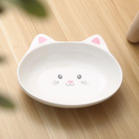 Pet Food Bowl Cat Face Shape (Small)(Ceramic) (Option: bowl)