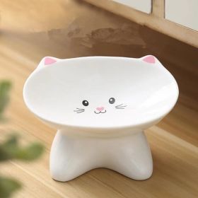 Pet Food Bowl Cat Face Shape (Small)(Ceramic) (Option: 2 in 1)
