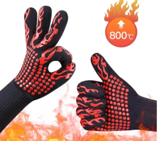 Reusable BBQ Grill Mesh Bag (Non-stick) (Option: 1 pair BBQ gloves)
