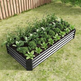 Outdoor Elevated Metal Garden Bed (Color: Black)