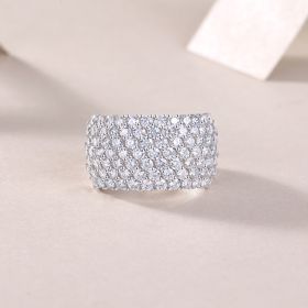Multiple Row Diamond Wide Rings, Moissanite Rings, Luxury Fashion Silver Rings (Option: Six)