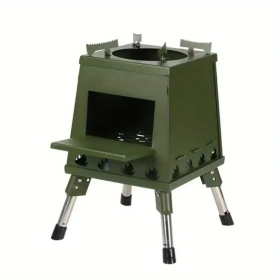 Portable Folding Wood Stove (Durable Iron) (Color: Green)