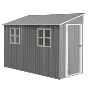 Galvanized Steel Shed With Windows (4FT x 10FT) (Option: 4x10 ft)