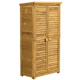 Ironwood Sentinel Vertical Outdoor Storage Shed – 34.25"L x 18.5"W x 63"H (Option: Natural Wood)