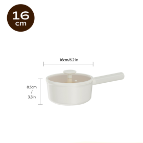 Aluminum Mini Pots With Detachable Handles And Glass Lids (Option: 16cm-White)