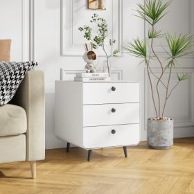 Modern Steel Storage Cabinet With 3 Drawers (Color: White)