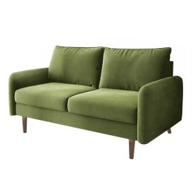 Velvet Round Arm Double Sofa (4.6FT) (Color: Green)