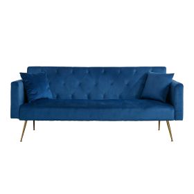 Modern Velvet Wood Frame Sofa (Color: Blue)