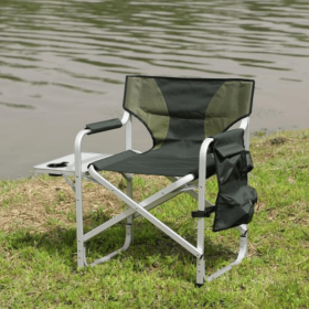 Padded Foldable Lightweight Oversized Outdoor Chair with Side Table (Option: Green1)