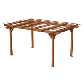 12x10 Wooden Outdoor Pergola – Climbing Plant Support Gazebo (Color: Brown)