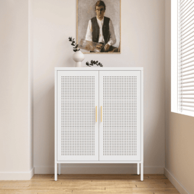 2-Door Metal Storage Cabinet With Adjustable Shelves (Color: White)
