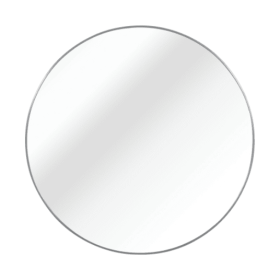 32" Metal-Framed Round Wall Mirror – Modern Industrial Accent (Color: Silver)