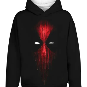 Abstract Red Mask Drip Pullover Hoodie – Deadpool Inspired (Option: Black-3XL)