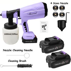 200W Electric Paint Sprayer Kit with 4 Nozzles & Dual 21V Batteries (Color: Purple)
