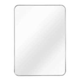 24"x36" Metal-Framed Rectangular Wall Mirror – Oversized Modern Accent (Color: Silver)