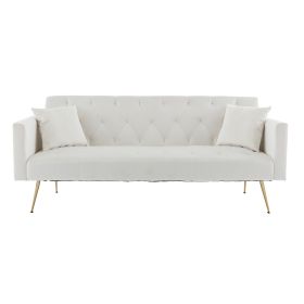 Modern Velvet Wood Frame Sofa (Color: Beige)