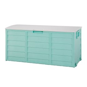 280L Outdoor Storage Box – Rugged Plastic with Wheels (Color: Green)