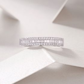 Arrange The Square Diamond Ring Luxury Fashion Moissanite Silver Ring (Option: Six)