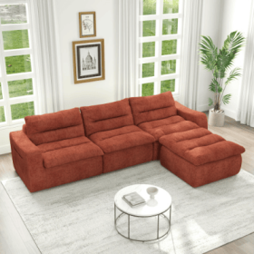 Right Modular Floor Sofa Seat – Lazy L-Shaped Beanbag Style Lounge Couch (Color: Orange)