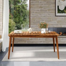 63" Acacia Wood 6-Person Outdoor Dining Table – Teak Finish (Option: Teak)