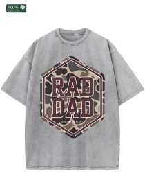 RAD DAD Camo Print Oversized Cotton Tee (Option: Dark Gray-S)
