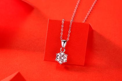 Breeze Dance Moissanite Pendant Necklace – Platinum-Plated S925 (Option: 1carat)