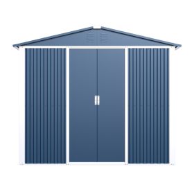Metal Shed With Sliding Door (Blue 54 Sq. Ft.) (Color: Blue)