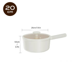 Aluminum Mini Pots With Detachable Handles And Glass Lids (Option: 20cm-White)