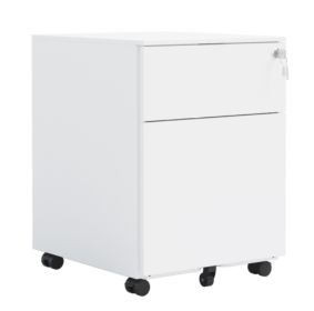 2-Drawer Steel Mobile File Cabinet with Lock – White (Color: White)