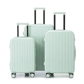 3-Piece ABS Spinner Luggage Set With USB Port and Cup Holder (Color: Mint Green)