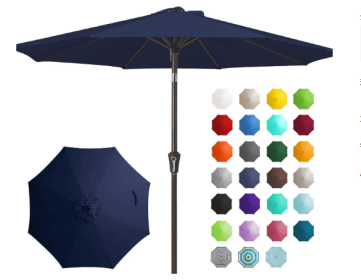 Multifunctional 9FT Outdoor Patio Umbrella – Navy (Option: Navy9 FT)