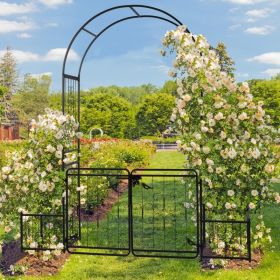 IronGuard 7.2ft Black Curved Roof Arch with Door and Plant Support Frame (Color: Black)