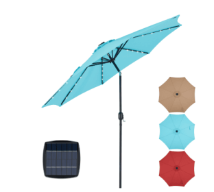 Solar 32 LED Lighted Patio Umbrella With Tilt Adjustment (Color: Blue)