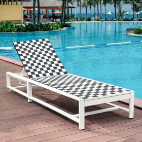 Checkered Reclining Patio Lounge Chair (Option: Black and white)