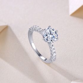 Large Diamond Diamond Ring Luxury Fashion Set Moissanite Silver Ring (Option: Six)