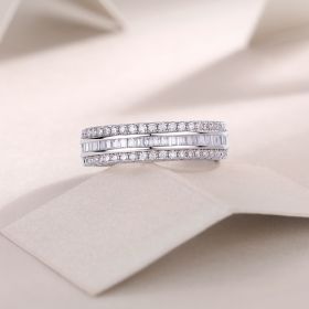 Square Diamond Arrangement, Double Array Diamonds, Luxury Fashion Moissanite Silver Ring (Option: Nine)