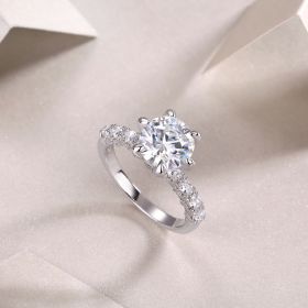 Lady Luck Diamond Ring Luxury Fashion Set Moissanite Silver Ring (Option: Five-1ct)