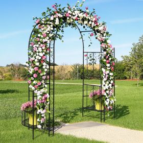 IronVault Garden Arch – 7ft Double-Layer Wrought Iron Trellis with Screen & Curved Roof (Option: 7ft)