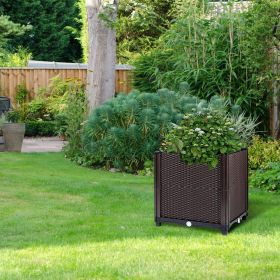 Elevated Outdoor Self-Watering Garden Bed (Color: Brown)