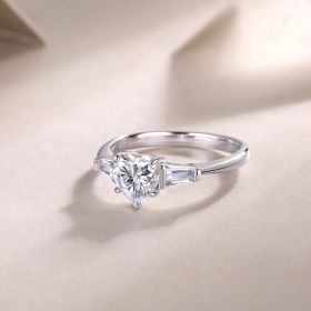 Large Diamond Ring Luxury Fashion Set Moissanite Silver Ring (Option: Five)