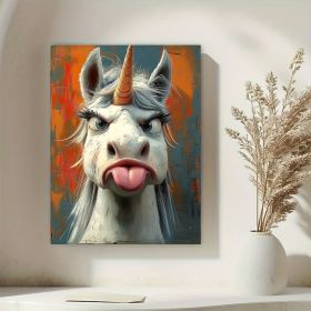 Whimsical Unicorn Canvas Art – Framed Cartoon Wall Décor (Option: 12x8inch)