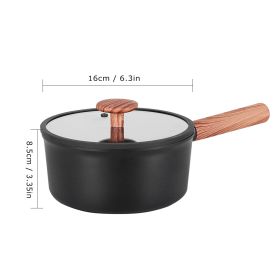 Aluminum Mini Pots With Detachable Handles And Glass Lids (Option: 16cm-Black)