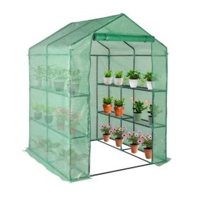 PE Fabric Flower Room Greenhouse With 8 Mesh Shelves – Black Iron Frame (Option: Green black)