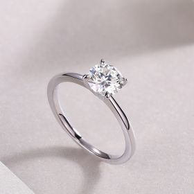 Classic 4 Prong Diamond Ring Luxury Fashion Set Moissanite Silver Ring (Option: Five)